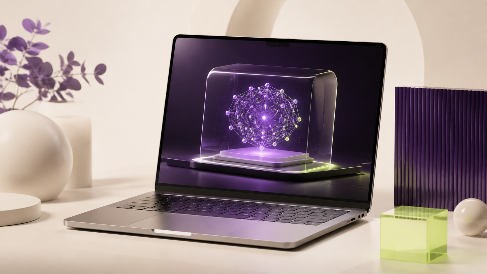 A laptop running a private AI model within a protected local boundary