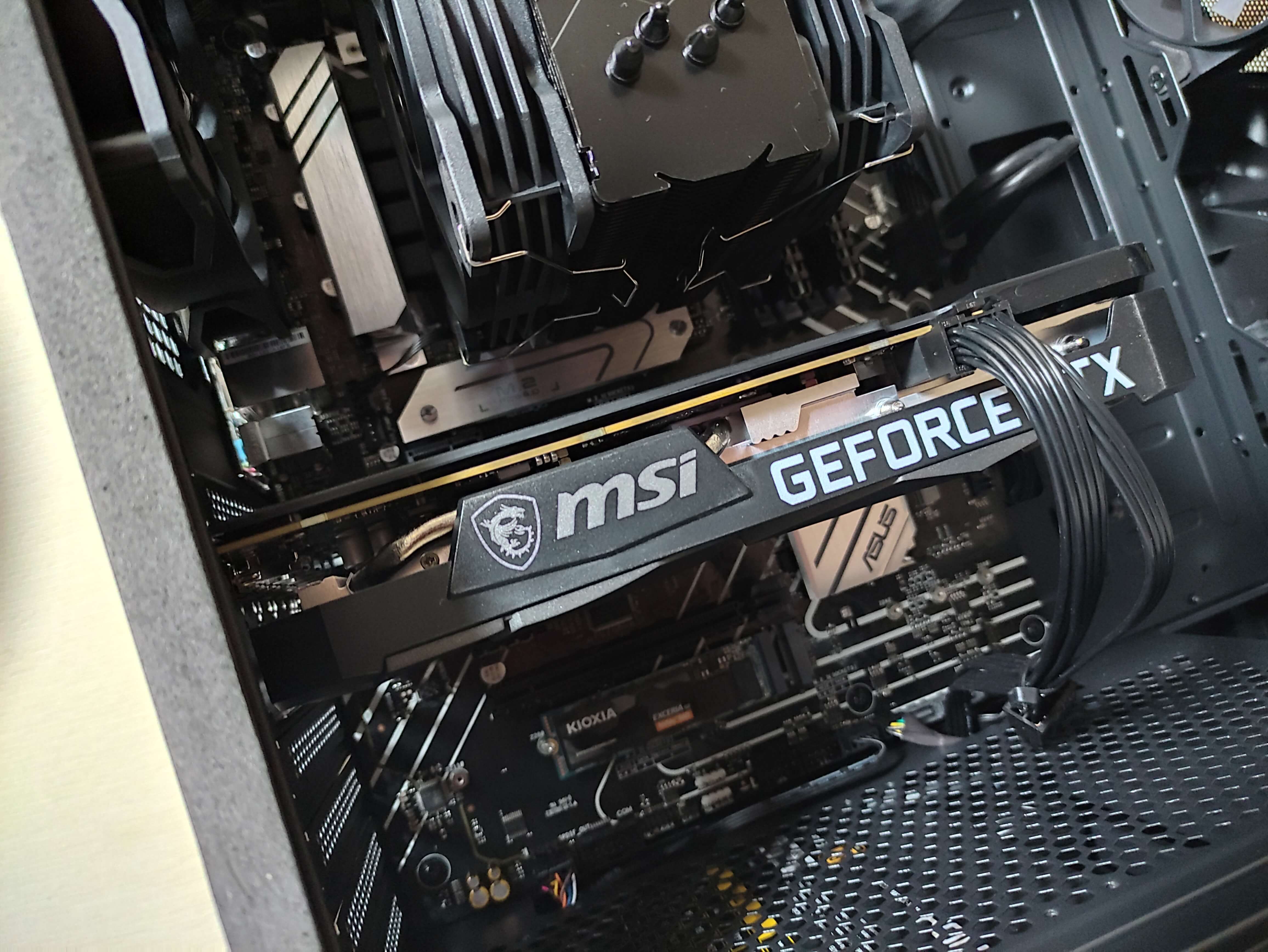 An MSI GeForce RTX 3060 Ventus 2X 12 GB installed inside a desktop computer