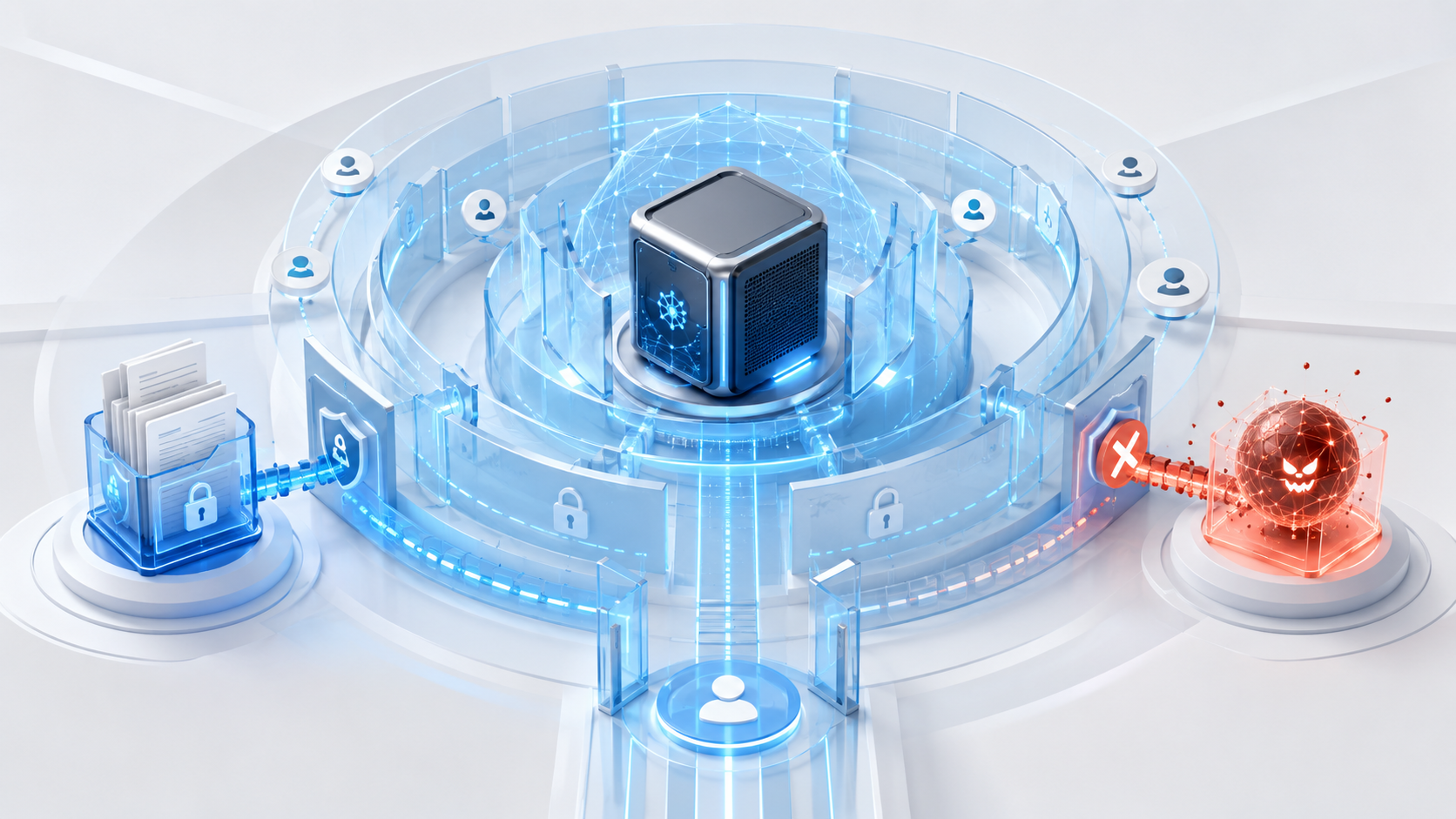 A local AI server protected by layered network and document security boundaries